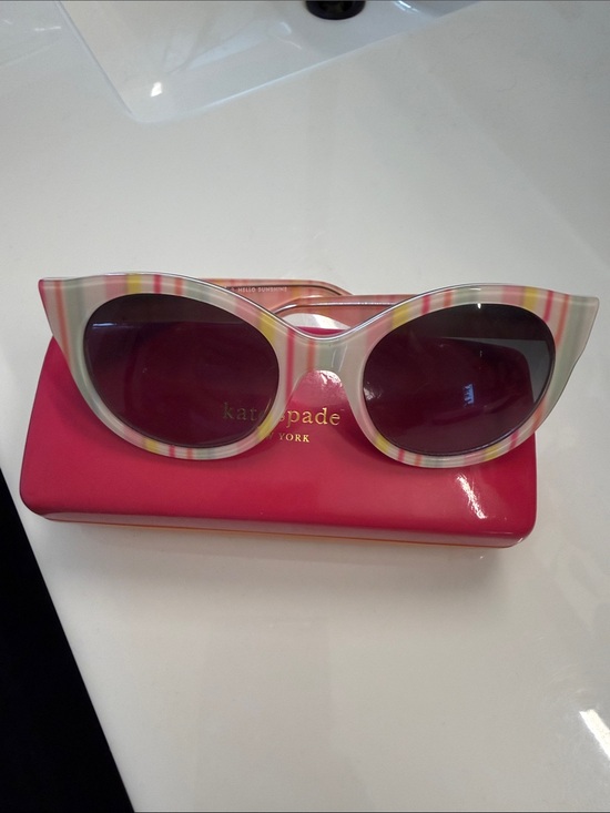 kate spade Accessories - kate spade Striped Cat-Eye Sunglasses in Pink, Yellow & Cream
